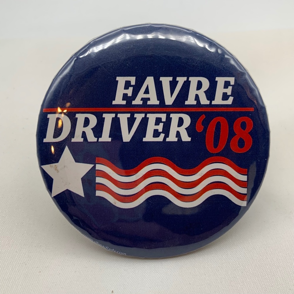 Vintage 90s Green Bay Packers 'Favre Driver '08' Collectible Retro 3" Button Pin